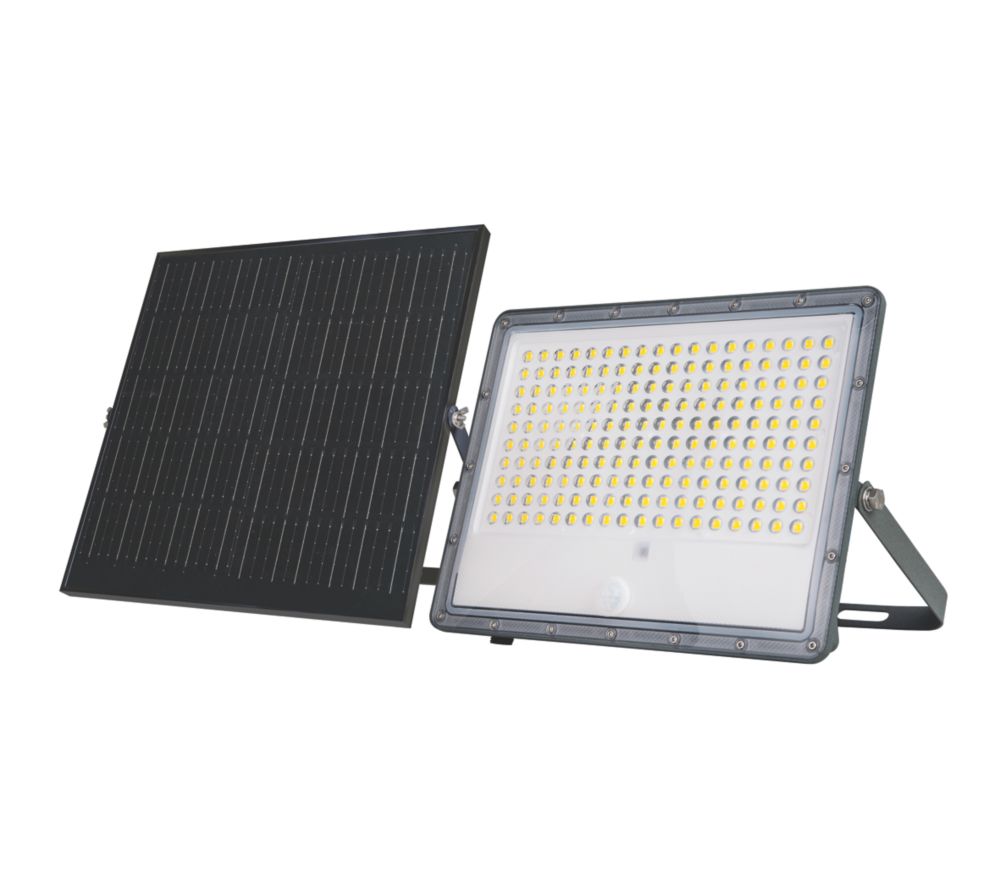 Projecteur LED solaire extérieur noir Luceco avec détecteur 4000K IP65 3500lm