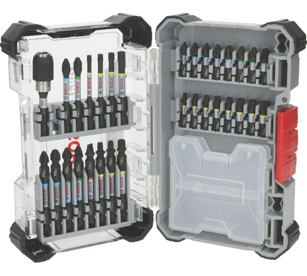 Ensemble de 31 embouts de visseuse à choc à tige hexagonale Bosch PRO 1/4"