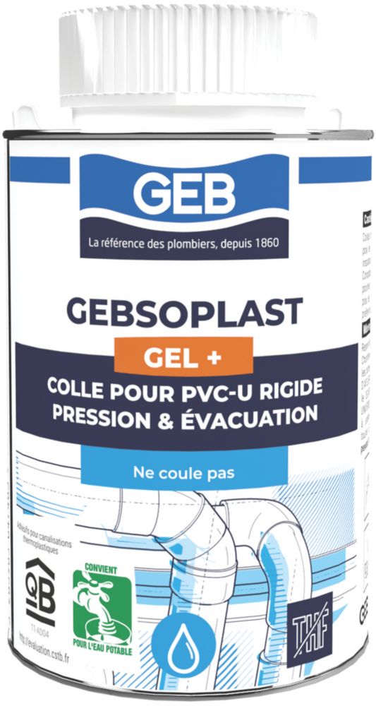 Colle PVC sans THF avec pinceau Gebsoplast Gel+ GEB 250ML