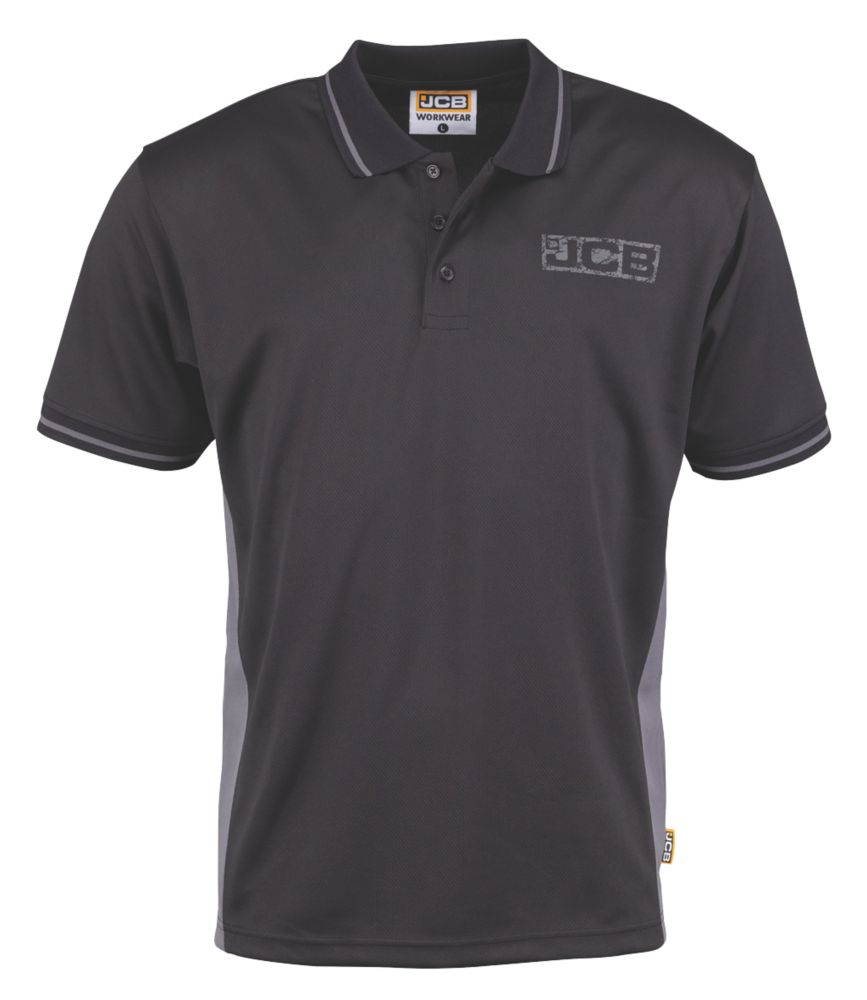 Polo JCB Trade noir / gris taille L 