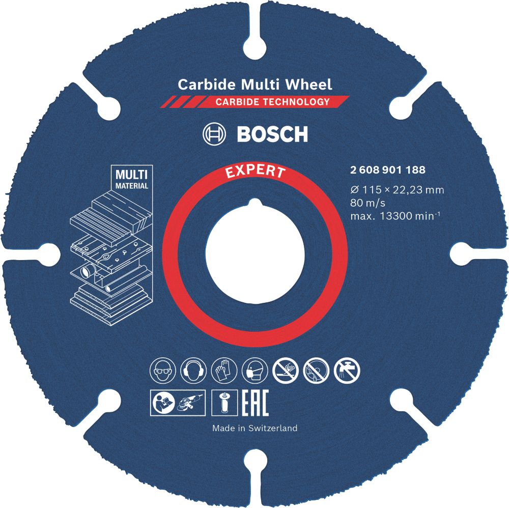 Disque à tronçonner multi matériaux bois/métal/plastique 115 mm x 1 x 22,23 mm Expert Bosch