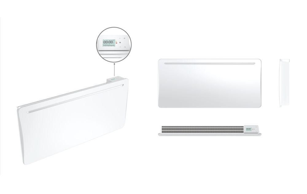 Radiateur électrique à inertie en céramique blanc à montage mural Batilec Oxia 2 000W 45cm x 95cm