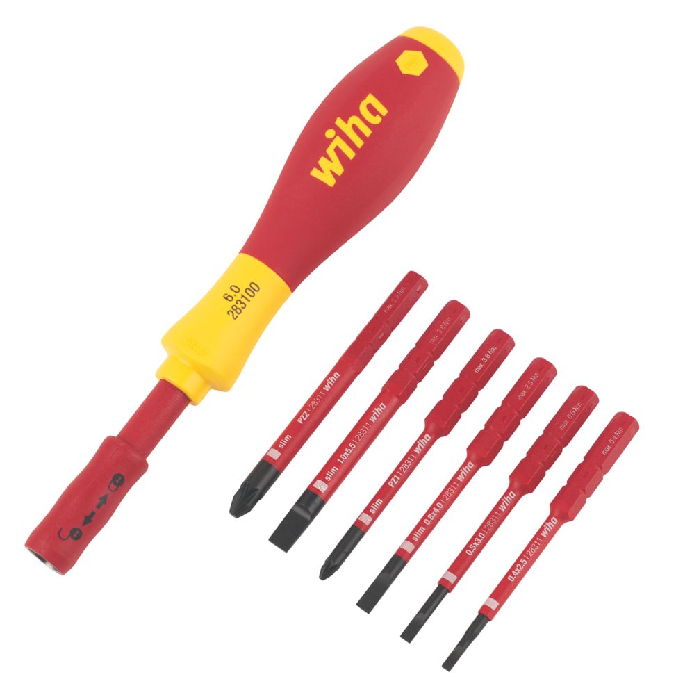 Kit de tournevis interchangeables VDE Wiha SlimVario 7 pièces