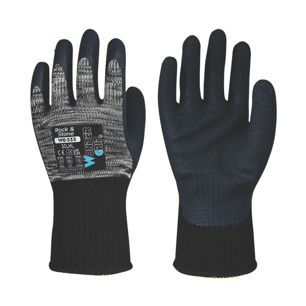 Gants de manutention Wonder Grip WG-333 Rock & Stone gris/bleu/noir taille XL
