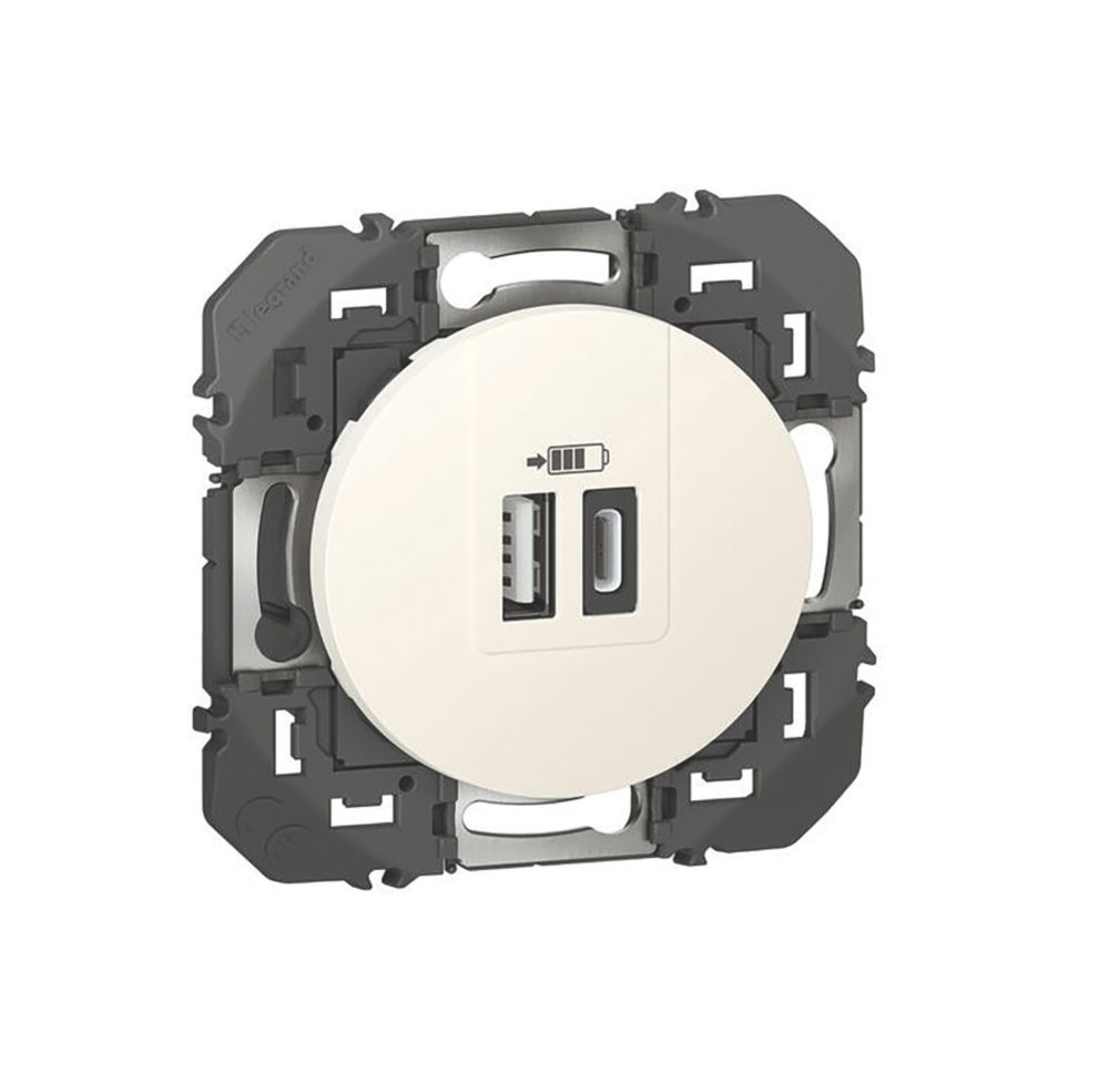 Double chargeur USB A+C 1 poste Dooxie Blanc Legrand