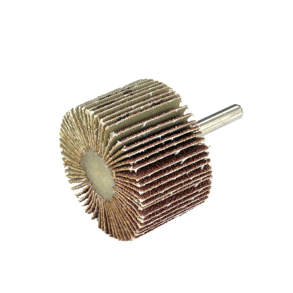 Roue à lamelles abrasive pour perceuse grain 80 à queue ronde 50mm