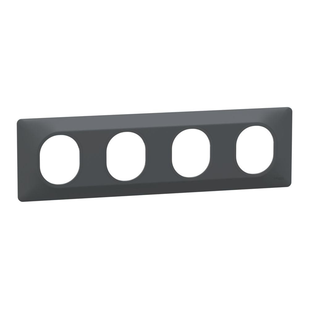 Plaque de finition 4 postes Ovalis Anthracite Schneider