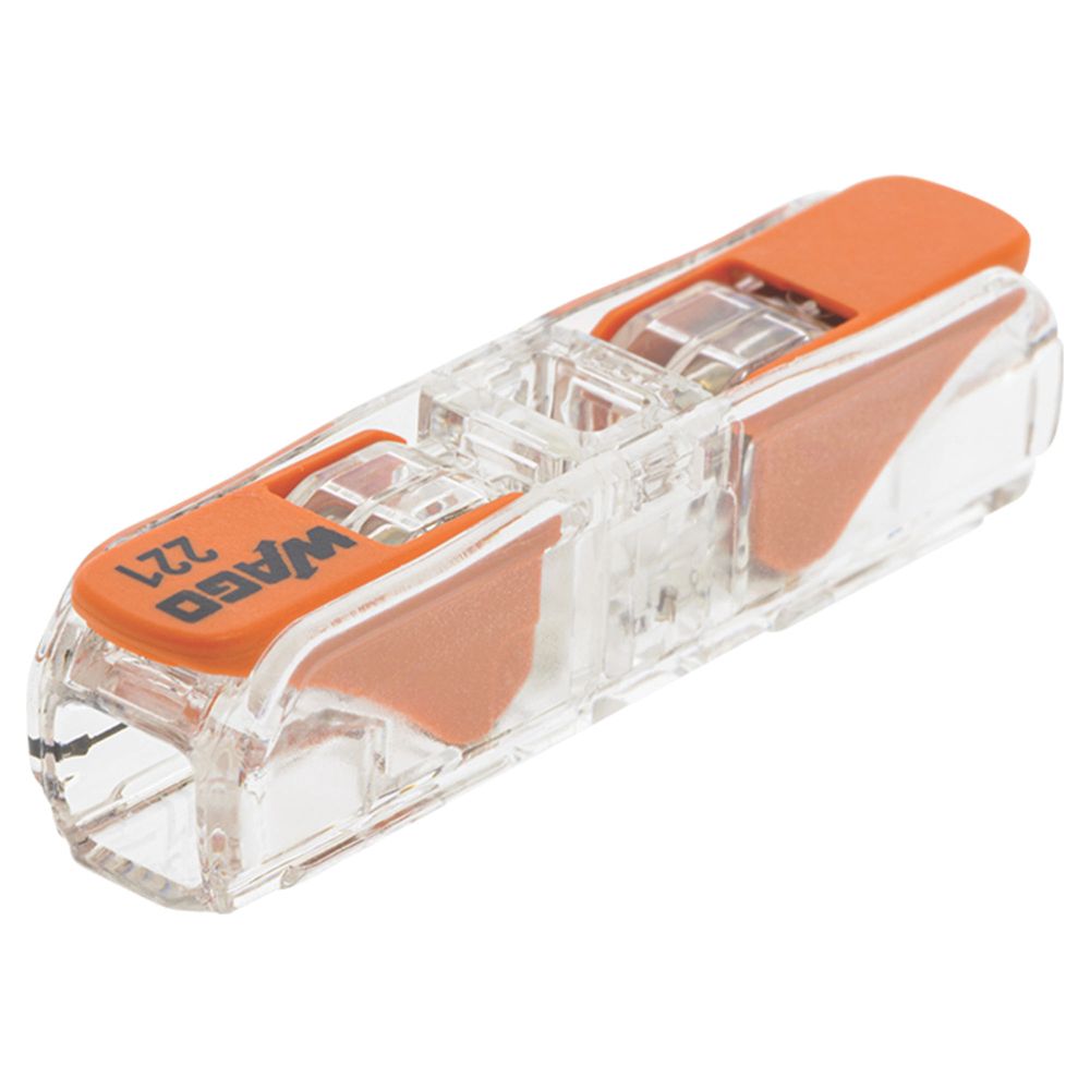 Borne à levier 2 broches Wago S221 32A, lot de 25