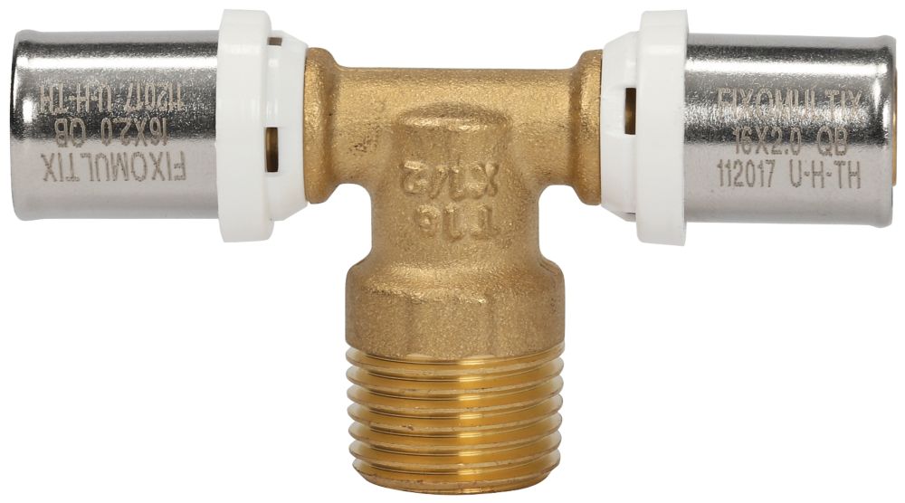 Raccord adaptateur en T à pression en laiton Fixoconnect 26mm