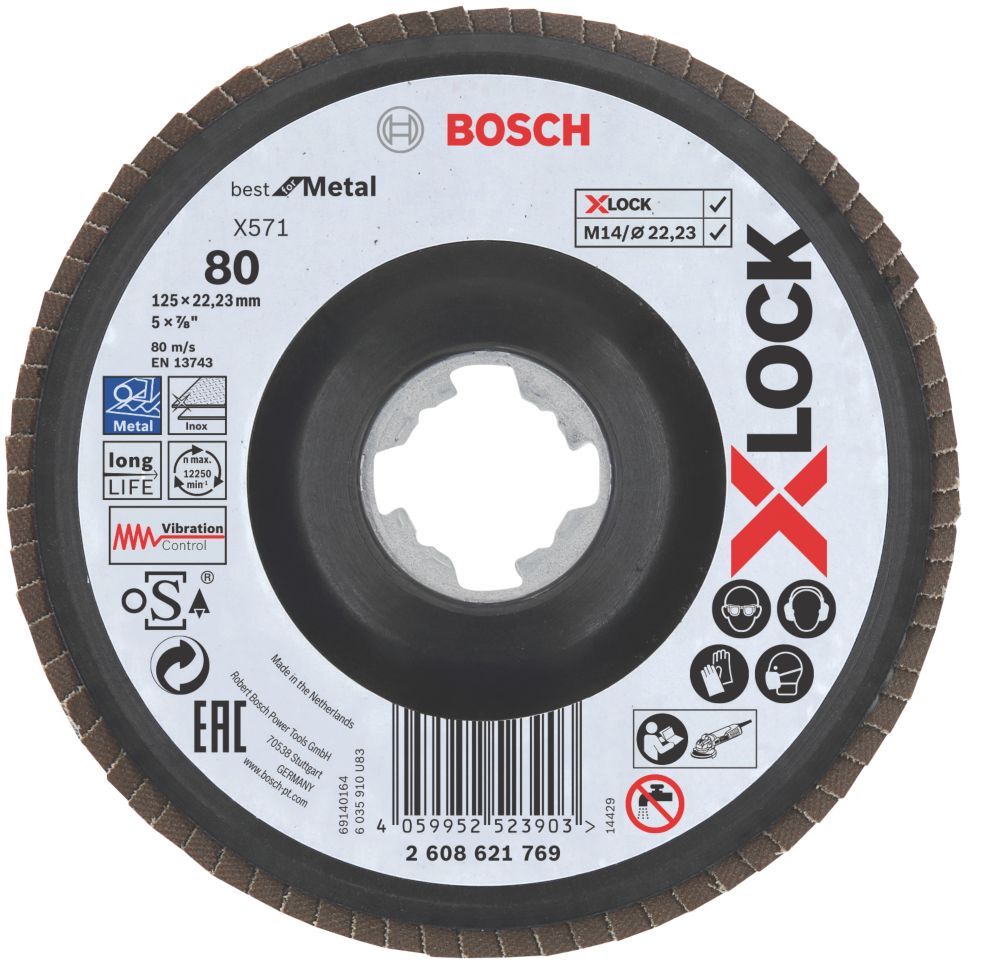 Disque à lamelles 125mm grain 80 X-Lock X571 Bosch