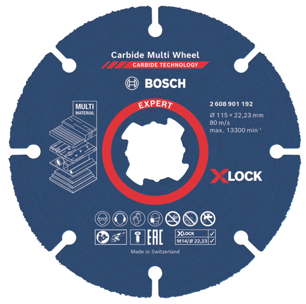Disque à tronçonner multi matériaux bois/métal/plastique 115 mm x 1 x 22,23 mm Expert X-Lock Bosch