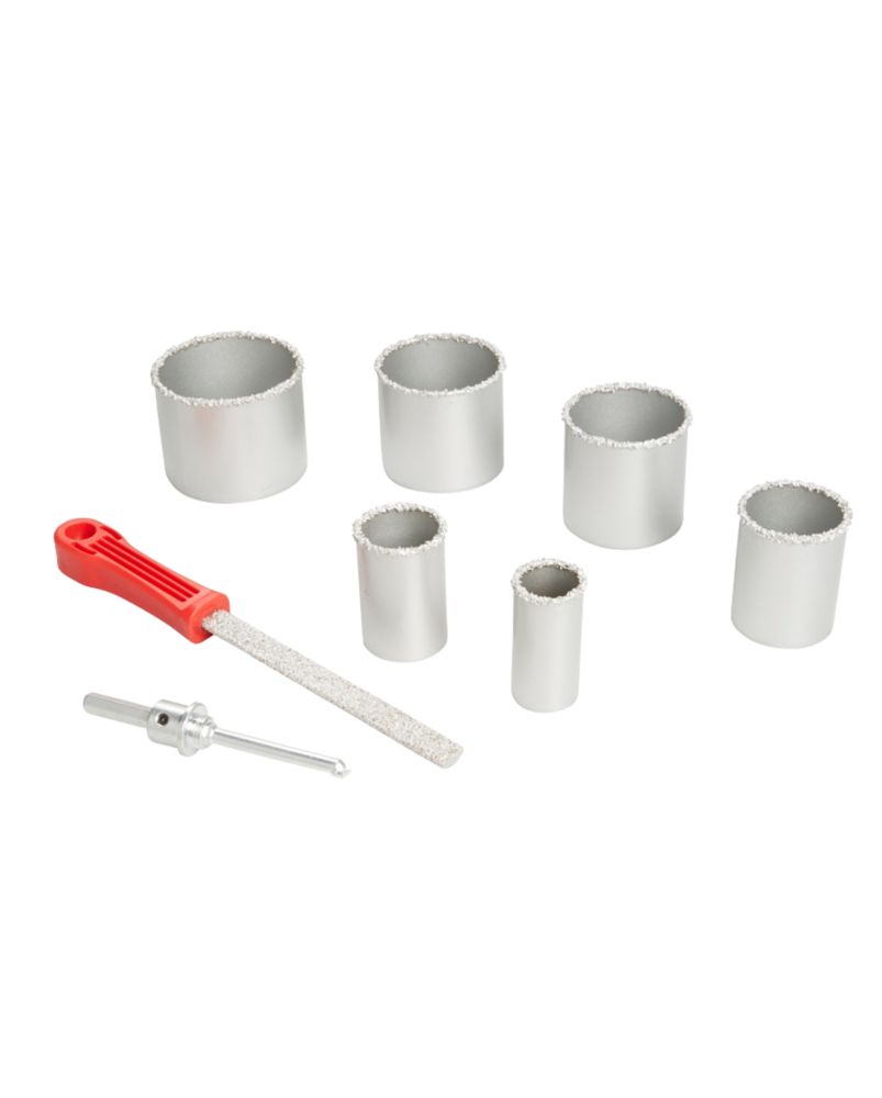 Jeu de 6 scies trépans carbure hexagonal universel 35-85 mm