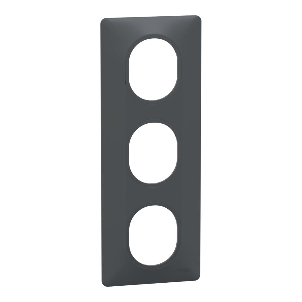 Plaque de finition 3 postes Ovalis anthracite Schneider