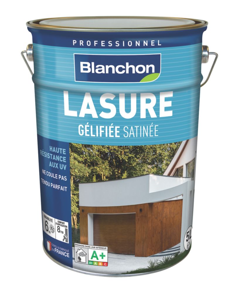 Lasure pour bois extérieur à base aqueuse chêne clair satiné Blanchon 5L