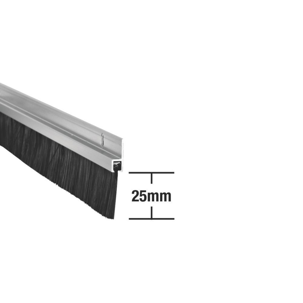 Lot de 2 joints à brosse pour portes industrielles Stormguard effet  aluminium 1,25m, Joint et bas de porte