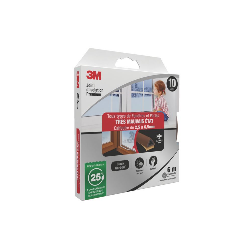 Joint pour portes et fenêtres marron 3M, lot de 2 joints de 3m 