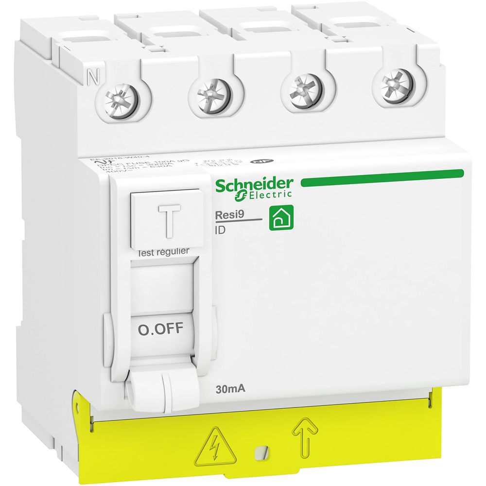 Interrupteur différentiel 63A type AC 30mA 3P+N peignable Resi9 XP Schneider