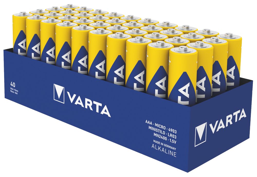 Pile alcaline Varta Longlife Power AAA, lot de 40