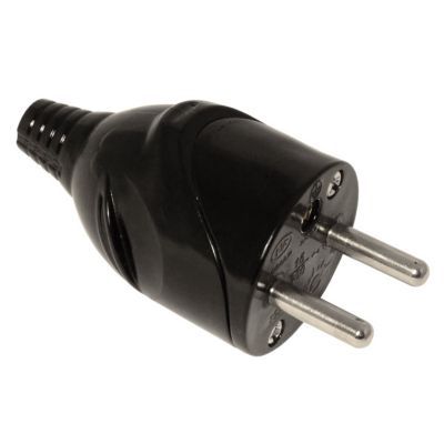 Fiche mâle droite Diall, 16A, noire
