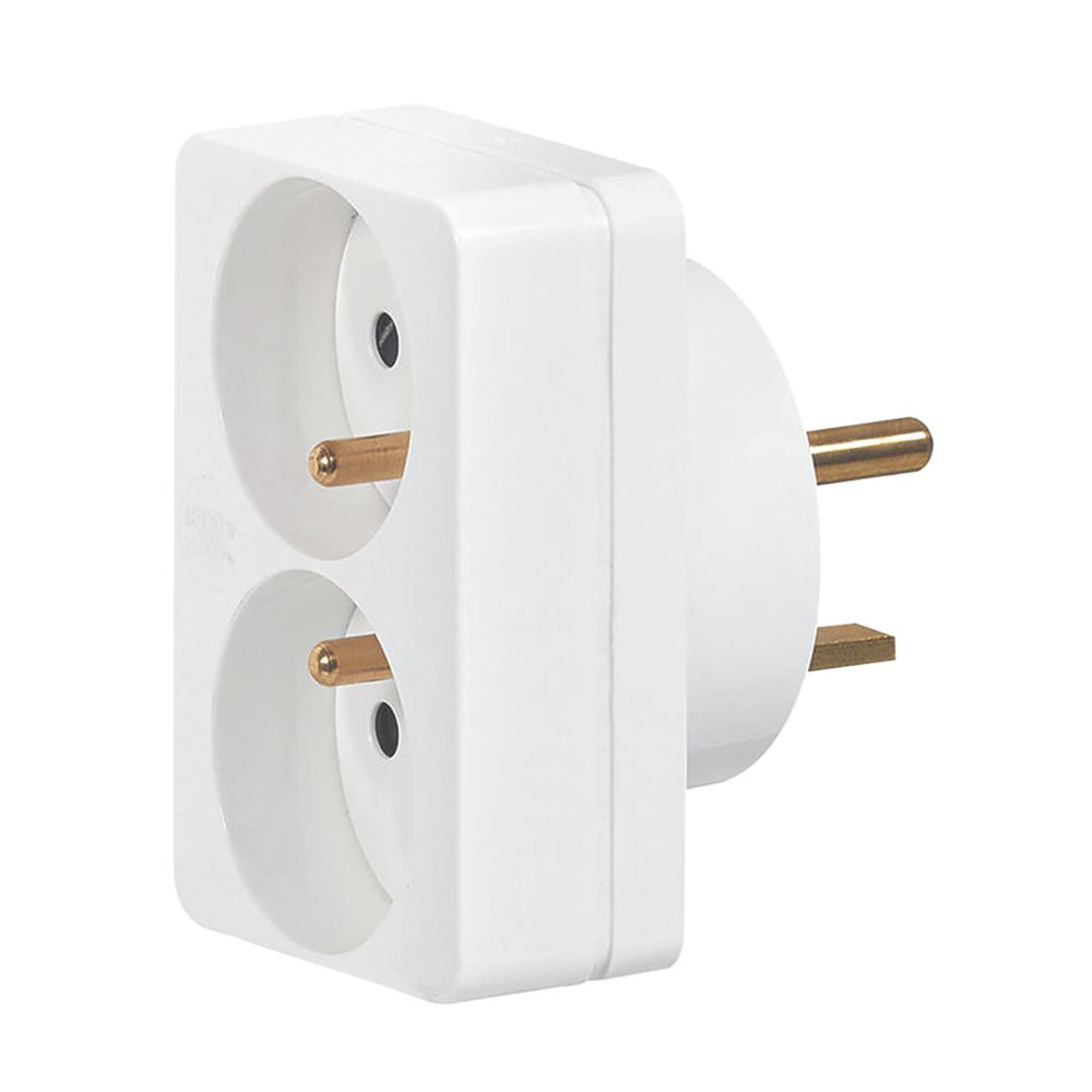 Adaptateur Legrand 20A entrée/sortie 2 prises 16A 2P+T, blanc