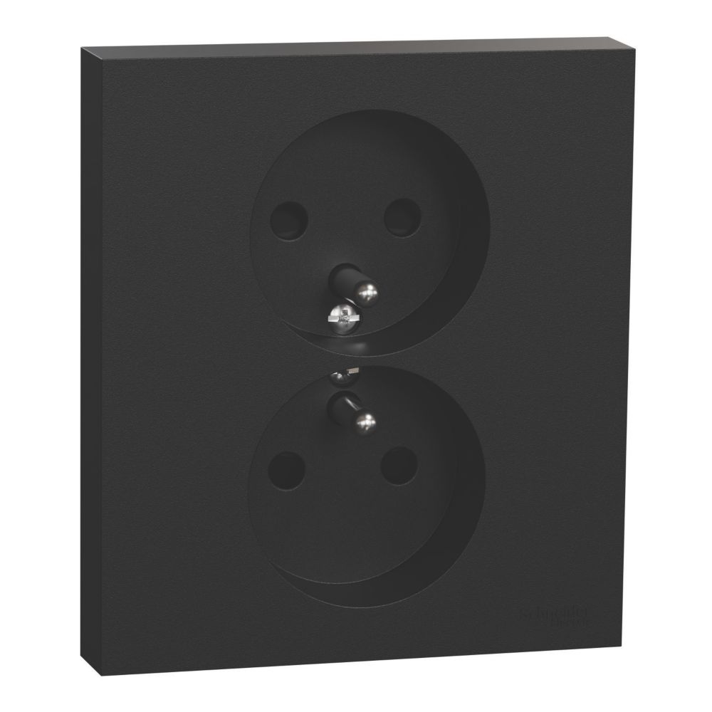 Double prise terre 1 poste griffes montées Schneider Electric Odace noir