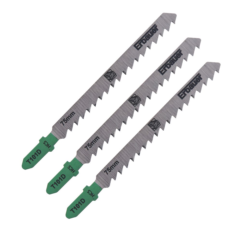 Lot de 3 lames pour scie sauteuse bois 100mm T101D Erbauer