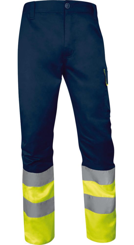 Pantalon haute visibilité Delta Plus M1PA2HVCL1 jaune fluorescent/bleu marine taille L (46-48 cm) longueur 80 cm