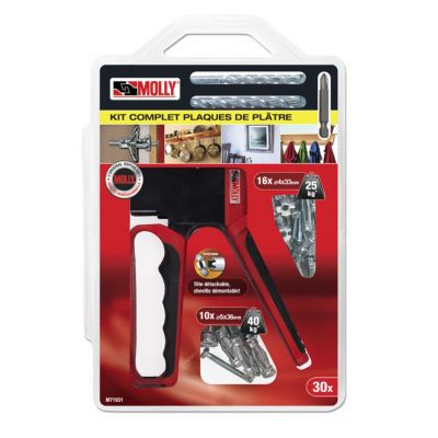 Kit pince et 26 chevilles Molly métal M5X50 mm