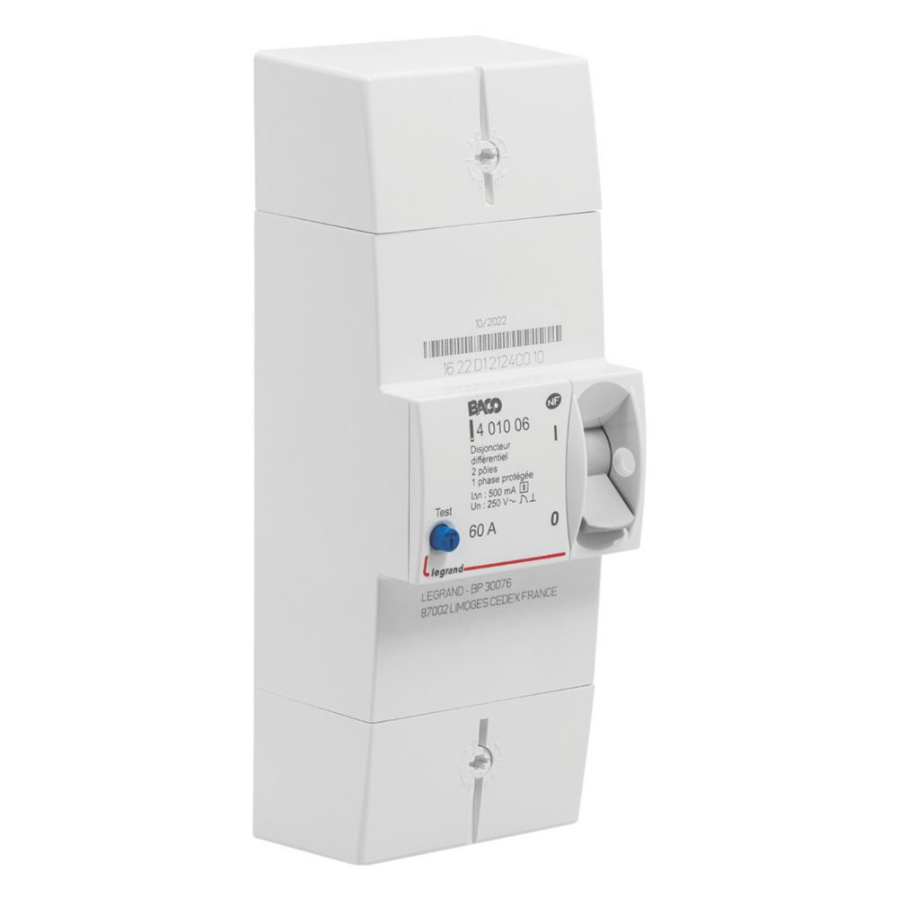Disjoncteur de branchement sélectif 500mA 60A 2 pôles Legrand Enedis 1 pièce