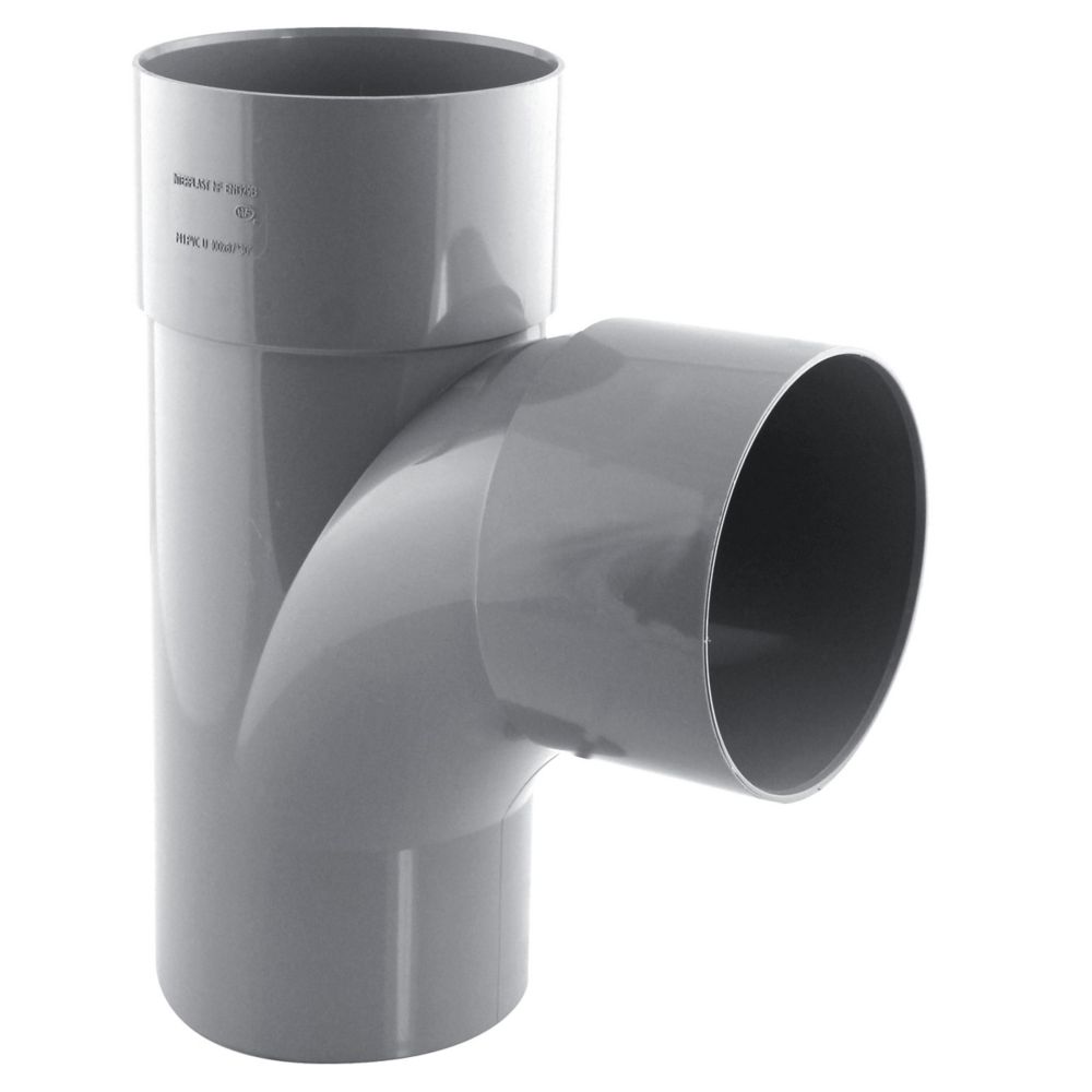 Culotte PVC NF mâle/femelle à 87° 100mm à coller gris Fitt