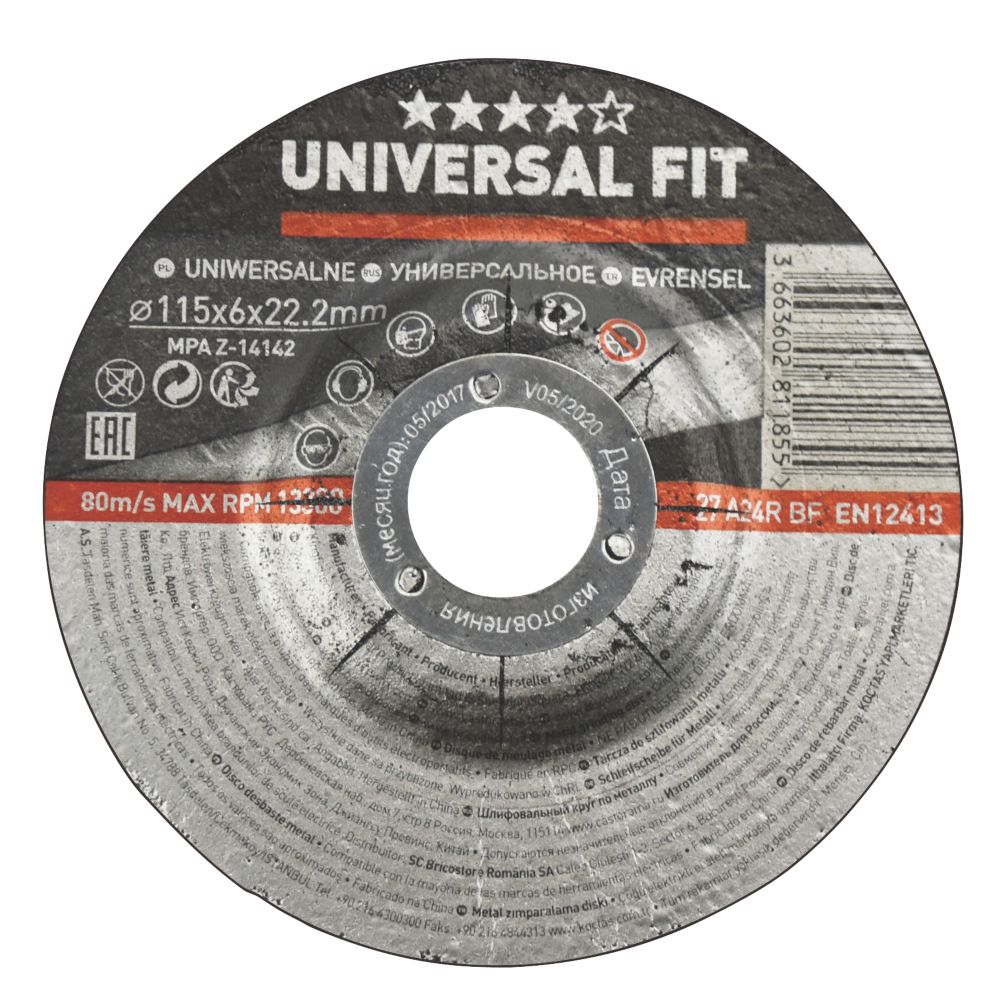 Disque à meuler pour métal 115 mm x 6 x 22,2 mm