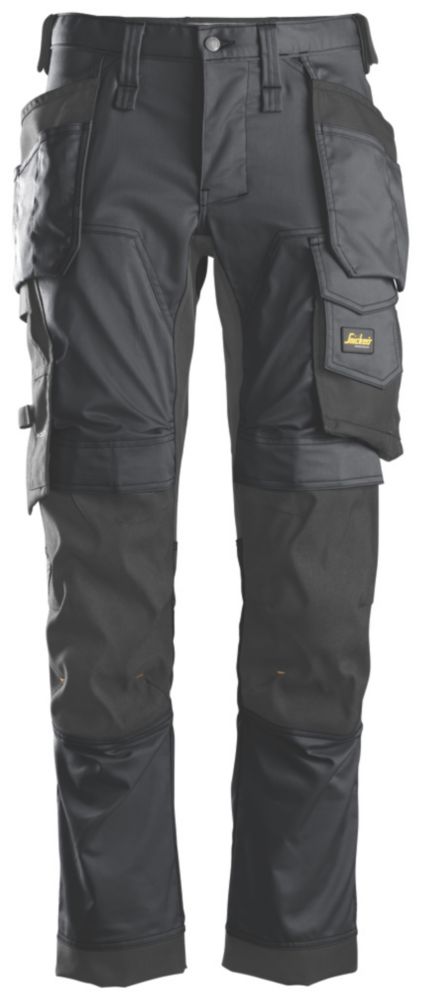 Pantalon de travail extensible AllroundWork Snickers, gris et noir, taille 42, longueur 76 cm