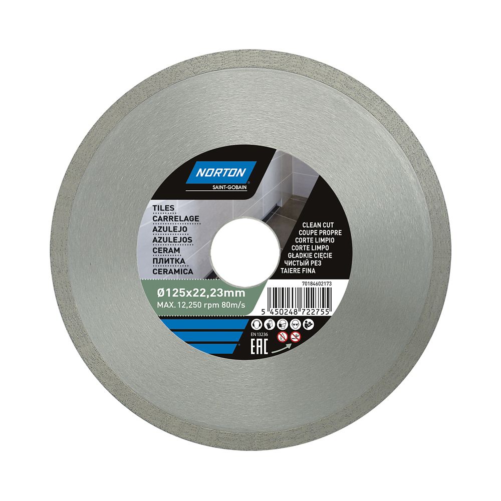 Disque diamant continu carrelage 125 x 22,2 mm Norton