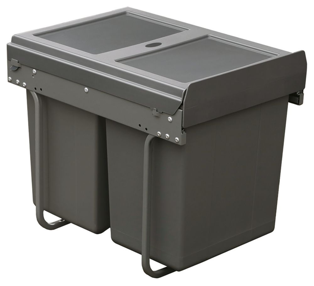Poubelle coulissante grise pour armoire de cuisine Hafele 40L