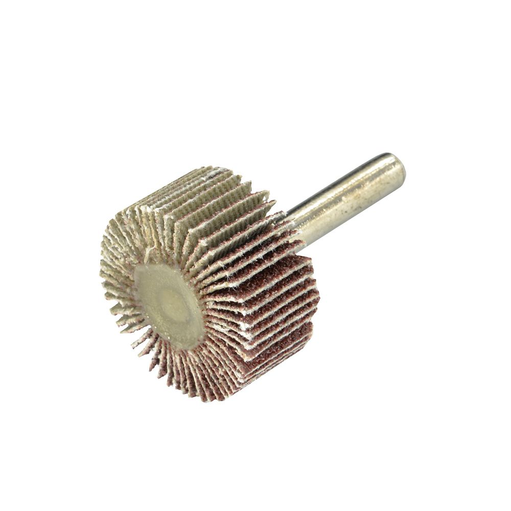 Roue à lamelles abrasive pour perceuse grain 80 à queue ronde 30mm