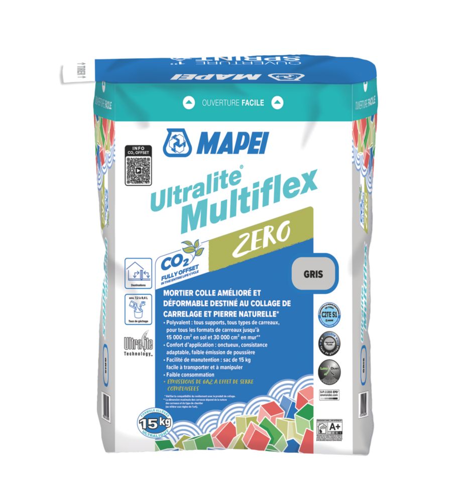 Colle en poudre pour carrelage mur et sol Mapei, colle pour carrelage en poudre légère 15kg