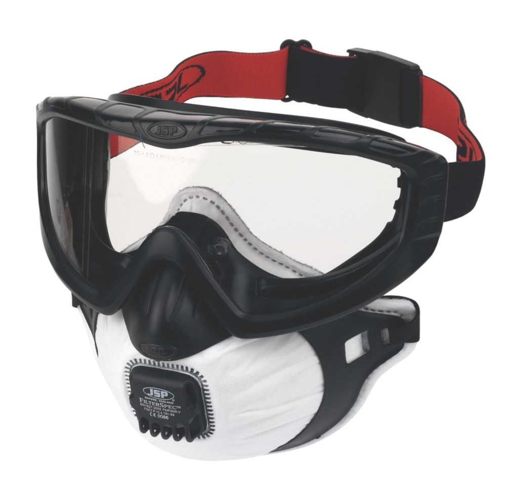 Masque Anti-poussière Avec Valve Et Casque De Sécurité Sur