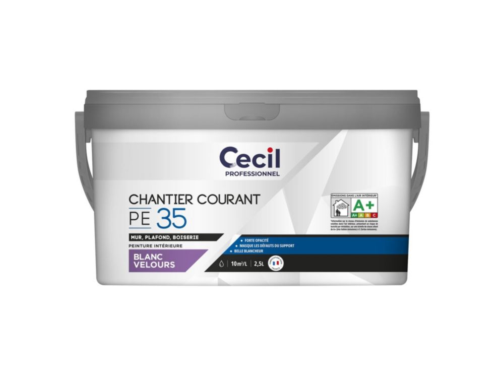Peinture murale acrylique velours blanc Cecil Professional 2,5L