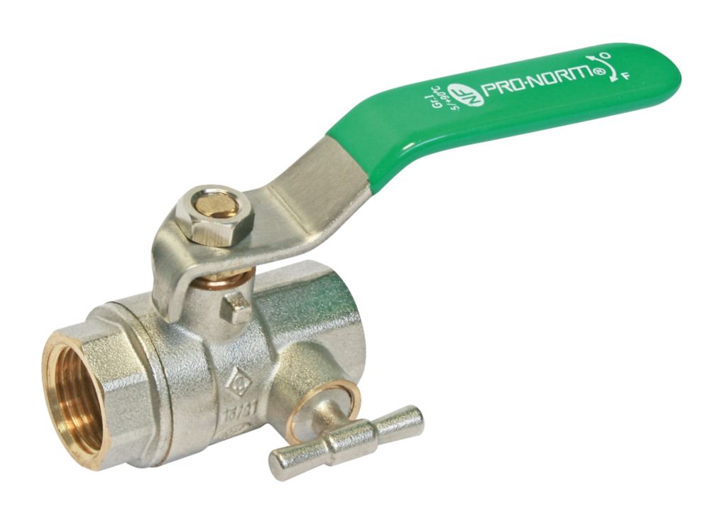 Vanne à sphère NF à purge manette plate FF 26/34 - 1" Pronorm