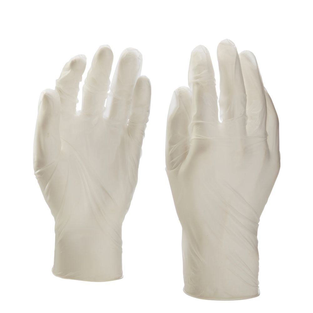 Gants jetables non poudrés en PVC blancs Site taille L, pack de 100