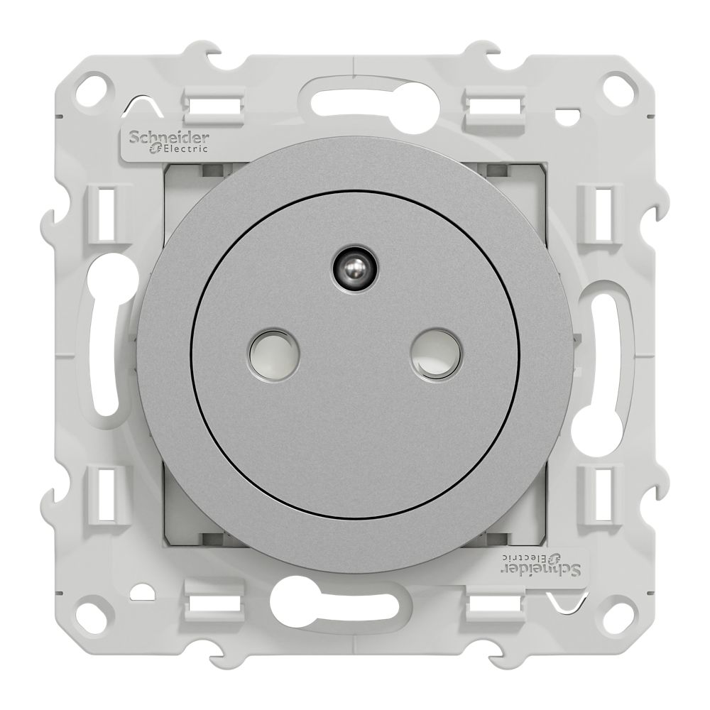 Prise terre affleurante 1 poste Odace Aluminium Schneider