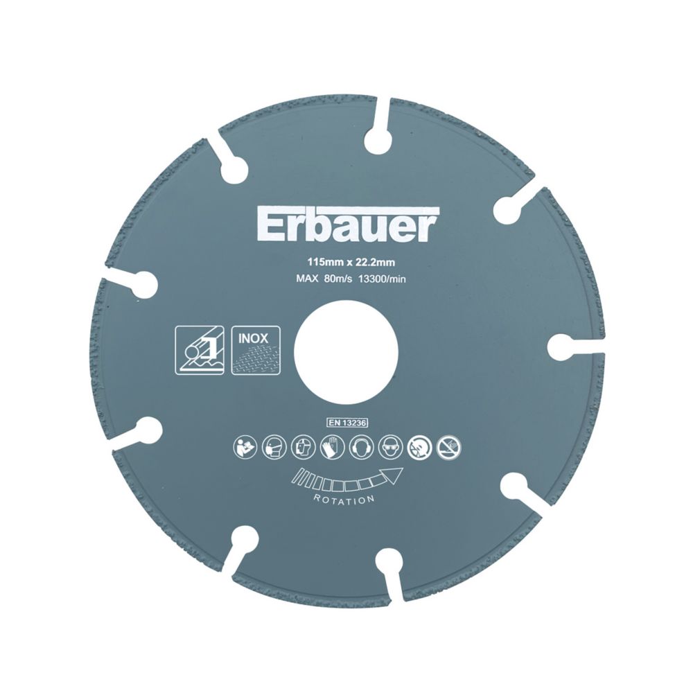 Disque diamant métal 115 mm x 1,3 mm x 22,2 mm Erbauer