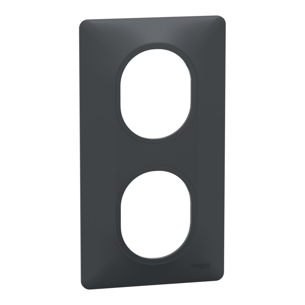 Plaque de finition 2 postes vertical Ovalis Anthracite Schneider