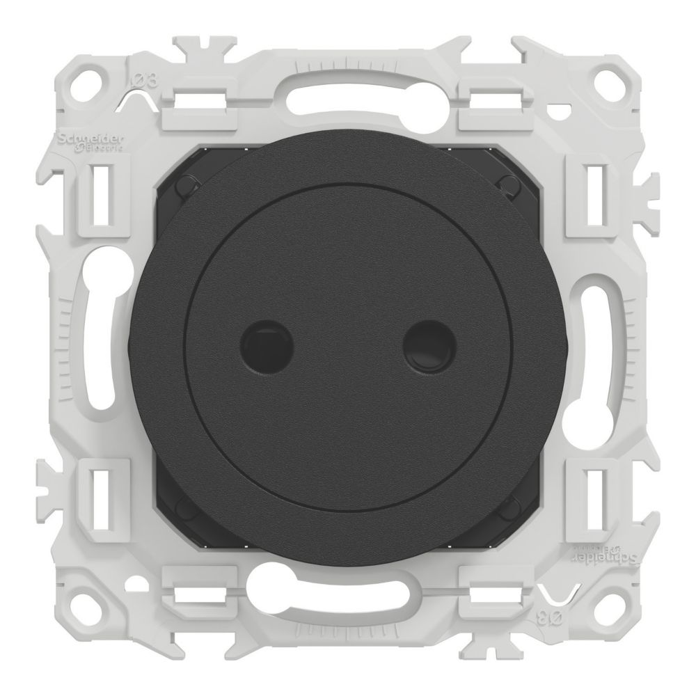Prise sans terre affleurante 1 poste Schneider Electric Odace noir