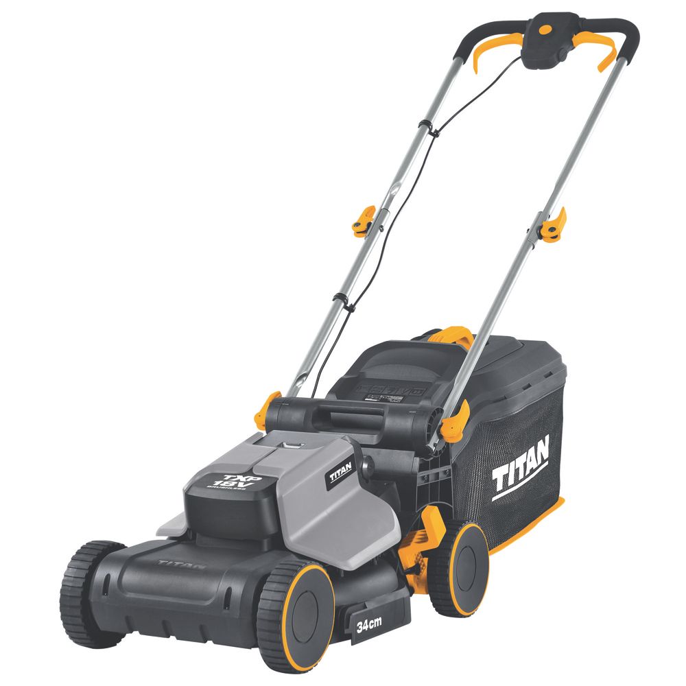 Tondeuse à batterie sans fil brushless 18V Titan TTI836LWM 34 cm (1 batterie 18V 5,0Ah Li-Ion TXLi + chargeur rapide fournis)
