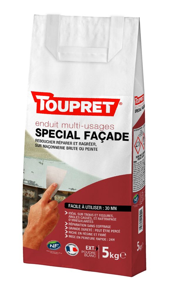 Enduit de rebouchage poudre blanc Toupret 5kg