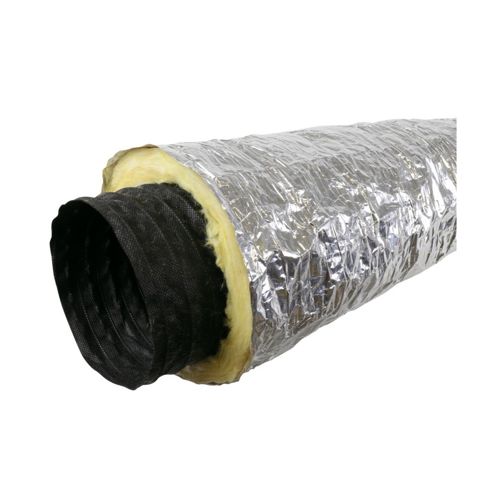 Conduite flexible isolé RESIST'R en polyester, polyéthylène et laine de verre Eoliance Habitat argent 6 000mm x 160mm