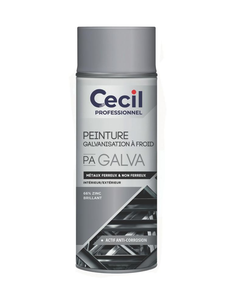 Peintures aérosol métallique anticorrosion Cecil Professional 400ml zinc brillant