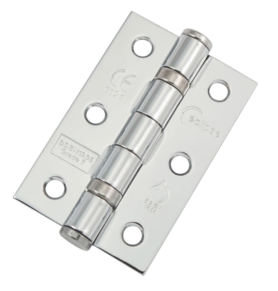 Charnières à roulement à billes pour porte coupe-feu classe 7 en chrome poli Eclipse 76 x 51mm - lot de 20