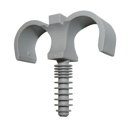 Clips de tuyau doubles Fixoconnect 25mm, gris, lot de 100